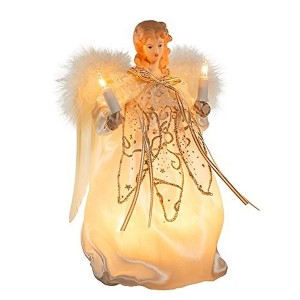 Kurt Adler 10-Light 9 Inch Ivory and Gold Angel Treetop - 1 of 4