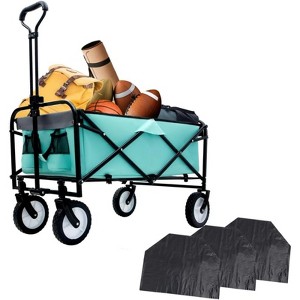 RISOKEYS Collapsible Foldable Beach Wagon Cart with 3pcs Waterproof Liner Bags & Strapping System, 360lbs Capacity,360° All-Terrain Wheels - 1 of 4