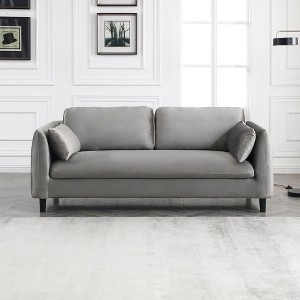 78.74" Upholstered Loveseat Sofa with Round Arms, Straight Back Cushion Modern Sofa, 2-Seat Medieval Sofa - 1 of 4