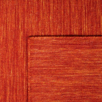 Bohemian Nomad Red Wool & Cotton 6' Square Handmade Kilim Rug