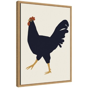 Kate & Laurel All Things Decor 18"x24" Sylvie Farm Rooster Framed Canvas by Hannah Beisang Natural - 1 of 4