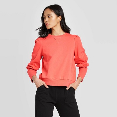 women's red crew neck sweatshirt