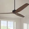 62" Casa Vieja Modern Industrial 3 Blade Indoor Outdoor Ceiling Fan with Remote Control Matte Black Dark Walnut Wood Damp Rated for Patio Exterior - 2 of 4