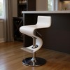 HomeRoots White and Silver Faux Leather and Metal Low Back Adjustable Height Bar Chair - 2 of 4