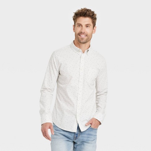 Men's Slim Fit Every Wear Long Sleeve Button-down Shirt - Goodfellow & Co™  Silver M : Target