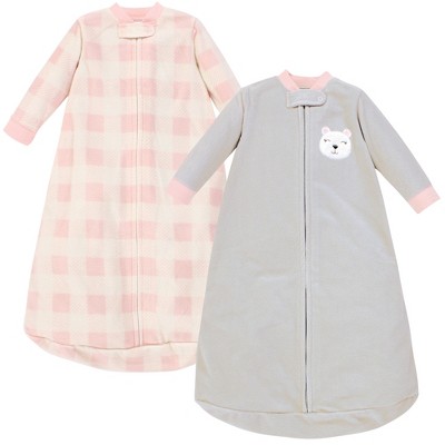 Hudson Baby Infant Girl Long-Sleeve Fleece Sleeping Bag, Girl Baby Bear, 0-9 Months