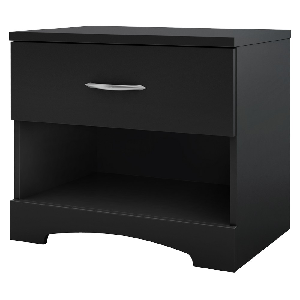 Photos - Storage Сabinet Step One 1 Drawer Nightstand Black - South Shore