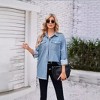 Women's Raw Hem Denim Shirt Relaxed Fit Boho Shirt, Oversized Distressed Casual Shirt for Multiple Stylish Outfits - 2 of 4