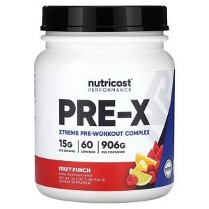 Nutricost Performance, PRE-X, Xtreme Pre-Workout Complex, Fruit Punch, 2 lb (906 g) - 1 of 2