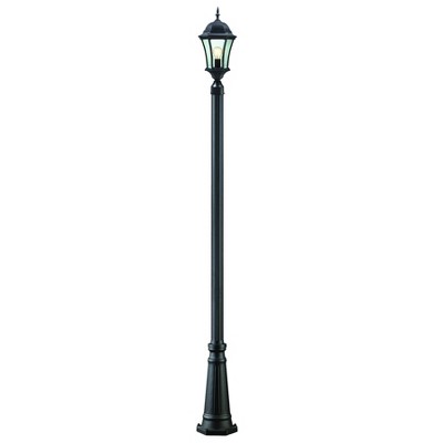 1 Light Classic Outdoor Lamp Post with Clear Beveled Glass Shade Black - Aurora Lighting