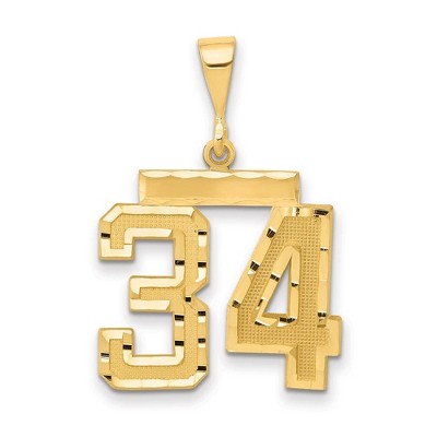 Black Bow Jewelry 14K Yellow Gold, Varsity Collection, Medium D/C Pendant Number 34