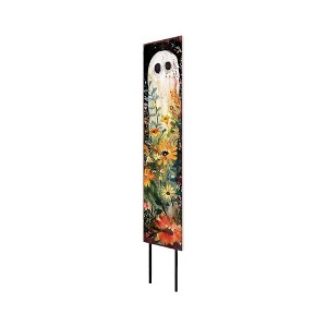 HomeRoots 42" Black And White Solid Wood Wildflowers Halloween Ghost Garden Stake - 1 of 4