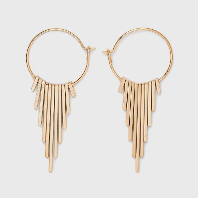 Paddle Fringe Wire Hoop Earrings - Universal Thread™ Gold : Target