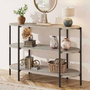 47.2" Entryway Console Table, 3 Tier Industrial Metal Sofa Table, Behind Couch Table, Hallway Table - 1 of 4