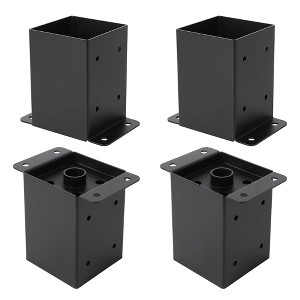 Post Base, Post Bracket - 4 PCS Heavy Duty Metal 4x4 with Partition, Powder-Coated Anchor for Deck, Pavilion, Railing Support - 1 of 4