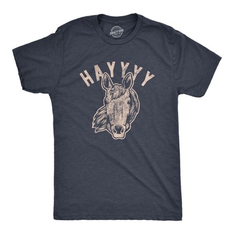 Мужские футболки Crazy Dog T-Shirts, Inc. Mens Hayyy T Shirt Funny Hay Is for Horses Hello Sarcastic Hilarious Graphic Novelty Tee - Crazy Dog Men's T Shirt for Animal Lovers Navy L