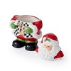 Spode Christmas Tree Black & White Santa Candy Jar - 8-Inch Ceramic Candy Storage Jar with Lid - Decorative Christmas Cookie Container - 3 of 4