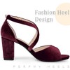 Perphy Women's Criss Cross Strap Faux Velvet Open Toe Block Heel Sandals - 4 of 4