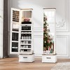 Fredees 360° Swivel Jewelry Armoire with Full-Length Mirror, LED Standing Cabinet with Jewelry Storage, Large Drawer & Wheels, Christmas Gift - 3 of 4