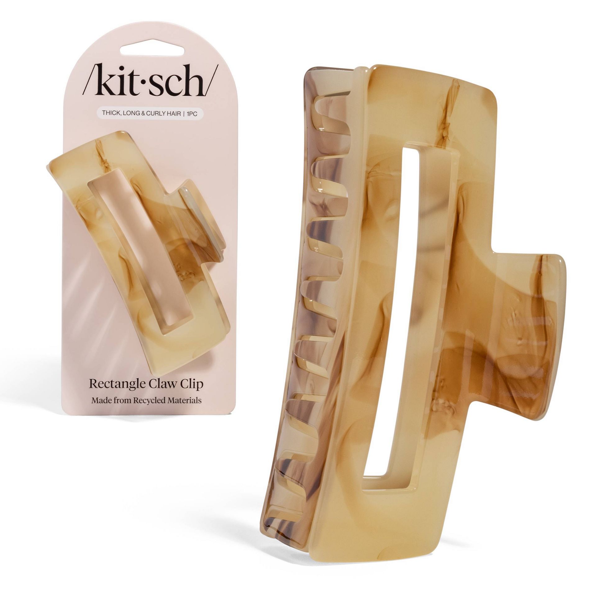 Kitsch Recycled Plastic Jumbo Open Shape Claw Clip - Chocolate Marble