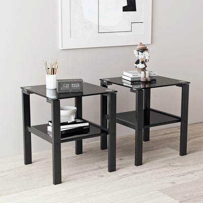 Glass Tea Table, Small Square Table, Bedroom Corner Table, Living Toom Side Table, Multiple Color Schemes