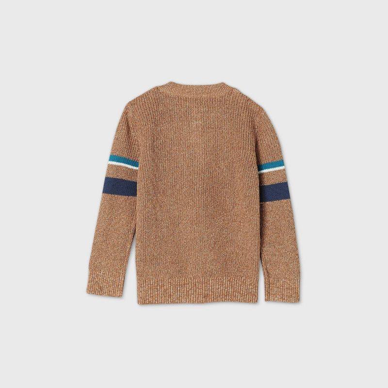 Toddler Boys&#39; Striped Henley Pullover Sweater - Cat &#38; Jack&#8482; Brown 12M, 2 of 3