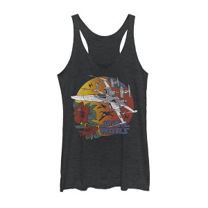 Women's Star Wars: The Rise of Skywalker Tropical X-Wing Racerback Tank Top - 1 of 3