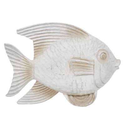 Sagebrook Home Creative Fish Sculpture for Living Room, Bedroom or Office Decor, Whitewash