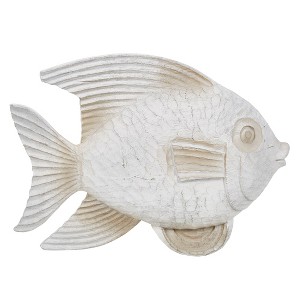 Sagebrook Home Creative Fish Sculpture for Living Room, Bedroom or Office Decor, Whitewash - 1 of 4
