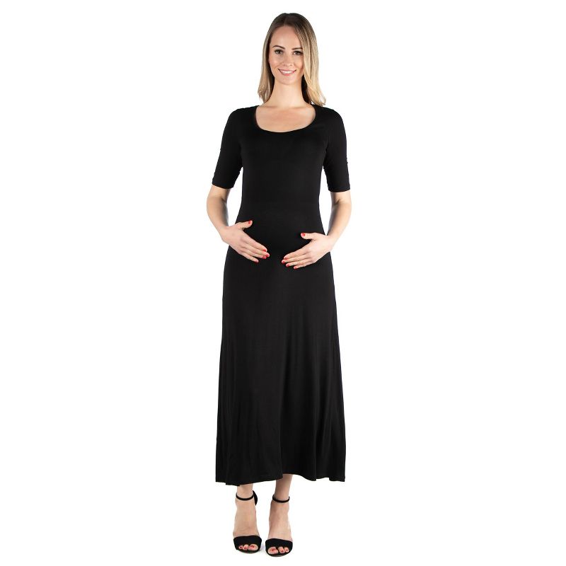 24seven Comfort Apparel Maternity Casual Maxi Dress, 1 of 5