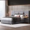Full/Queen Velvet Upholstered Bed with Large Headboard and 2 Shelves, Wooden Platform Bed Frame with USB Charging ans Headboard Pillows - 4 of 4