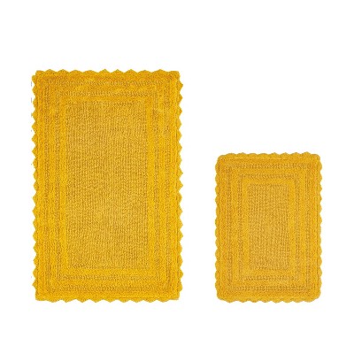 Lilly Crochet Collection 100% Cotton Tufted Reversible 2-Piece Bath Rug Set – Super Absorbent, Machine Washable Bathroom Mats with Crochet Pattern