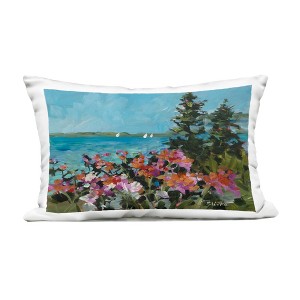 Stupell Industries Coastal Flowers with Seascape Outdoor Decorative Throw Pillow, 14 x 20 - 1 of 3
