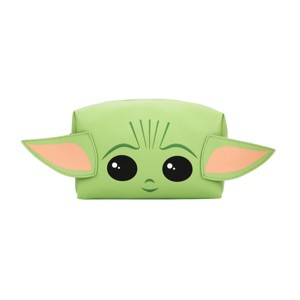 Big Face Grogu with Applique Ears on Green PU Cosmetic Bag - 1 of 4