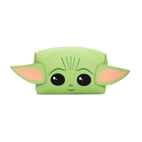 Big Face Grogu with Applique Ears on Green PU Cosmetic Bag - image 1 of 4