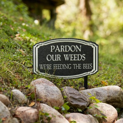 Black and White Tin Metal Garden Stake Signs Set