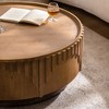 CLIHOME Modern Solid Wood Round Coffee Table Veneer Handcrafted Relief Tea Table with Sturdy Pedestal - 4 of 4