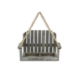 Cheung's Roostvale Wooden Hanging Chair with Double Pot Storage - Gray Wash - 1 of 4