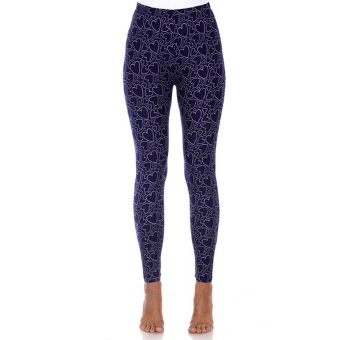 Women's Super Soft Midi-rise Printed Leggings Navy/beige One Size Fits Most  - White Mark : Target