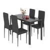 EROMMY Ebern Designs 5-Piece Glass Top Dining Table Set, Kitchen Table And 4 Luxury Faux Leather Chairs, Black - 2 of 4