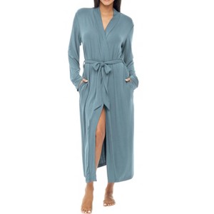 ADR Women's Lightweight Cotton Robe, Classic Soft Knit Long Lounge Robe with Pockets - 1 of 3