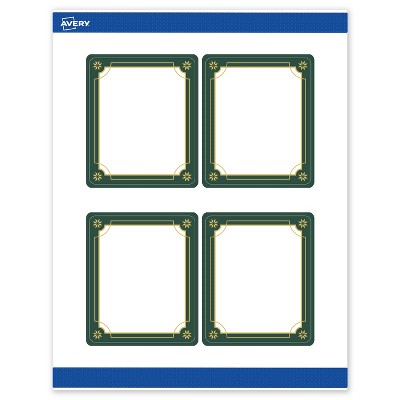 Avery Labels, 4" x 3-1/3", Gold-Green Border, Matte, 40ct