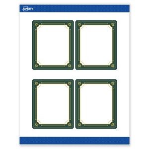 Avery Labels, 4" x 3-1/3", Gold-Green Border, Matte, 40ct - 1 of 4