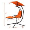 Costway Patio Hanging Hammock Chaise Lounge Chair with Canopy Cushion Turquoise\Beige\Gray\Orange - 2 of 4