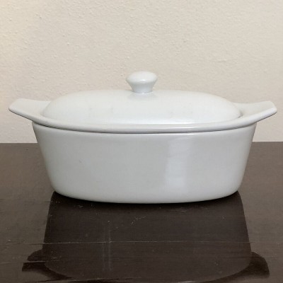 White Ceramic Butter Boat with Lid