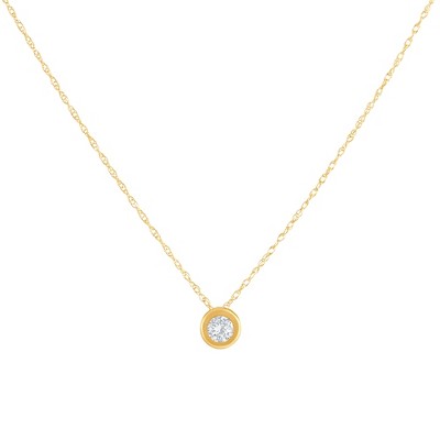 Pompeii3 1/4Ct Diamond Bezel Pendant Solitaire Necklace 14k Yellow Gold Lab Created