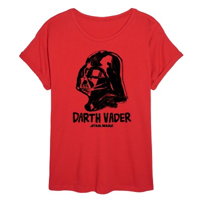 Women's - Star Wars - Sketch Darth Vader Oversized Graphic T-Shirt