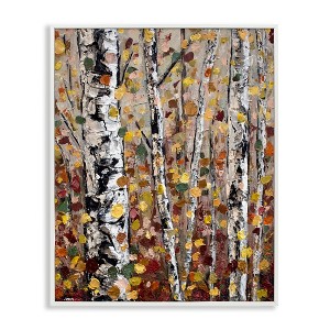 Stupell Industries Autumn Birch Trees Abstract Leaves Framed Giclee Art - 1 of 4