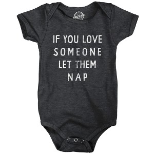 If You Love Someone Let Them Nap Baby Bodysuit Funny Sarcastic Text Jumper For Inphants - Crazy Dog Baby Bodysuit - 1 of 4