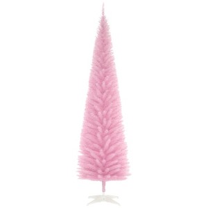 7' Artificial Pencil Christmas Tree, Slim Xmas Tree with 499 Realistic Branch Tips and Plastic Stand - 1 of 4